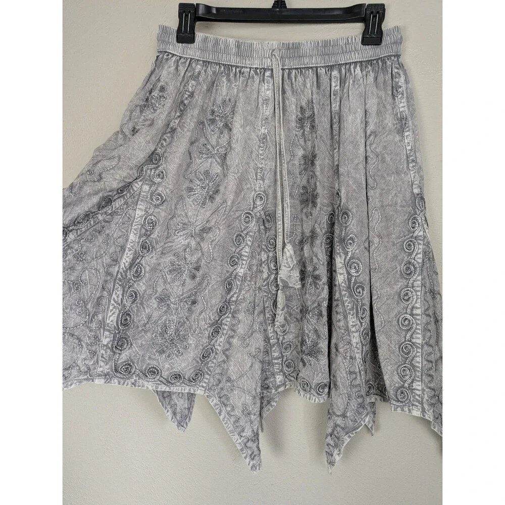 Go Gal Embroidered Asymmetric Handkerchief Skirt One Size